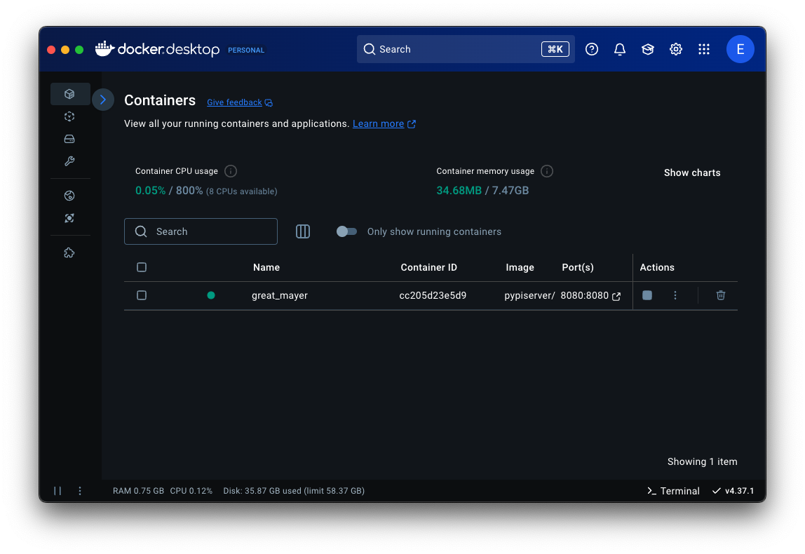 Docker Container Running